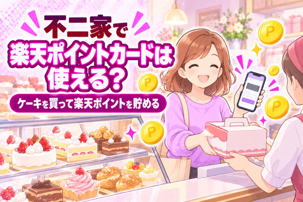 不二家で楽天ポイントカードは使える？100円で1ポイント・楽天カード払いで二重取り・オンラインでも貯まる