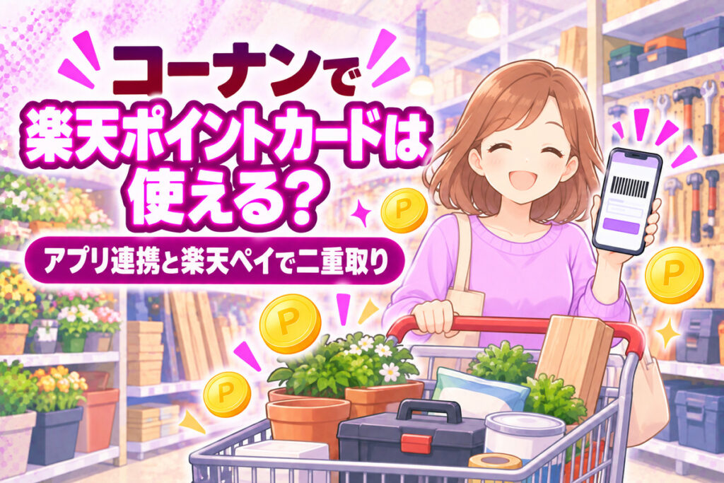コーナンで楽天ポイントカードは使える？貯め方とコーナンアプリ連携・楽天ペイで二重取り
