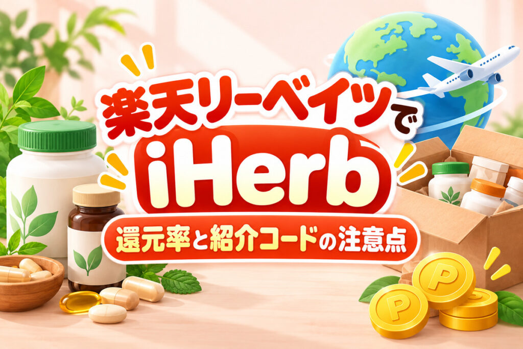 楽天リーベイツでiHerb（アイハーブ）は使える？還元率と紹介コード・対象外の注意