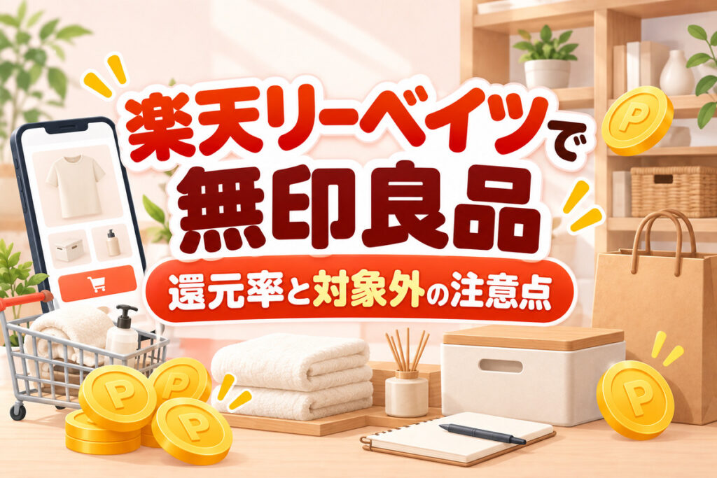 楽天リーベイツで無印良品はお得？還元率と対象外・無印良品週間と店舗受け取りの注意