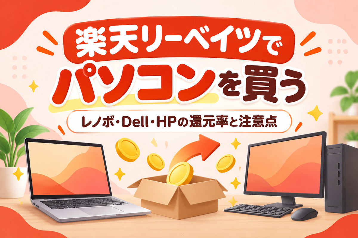 楽天リーベイツでパソコンを買う|レノボ・Dell・HPの還元率と20%はいつ?注意点