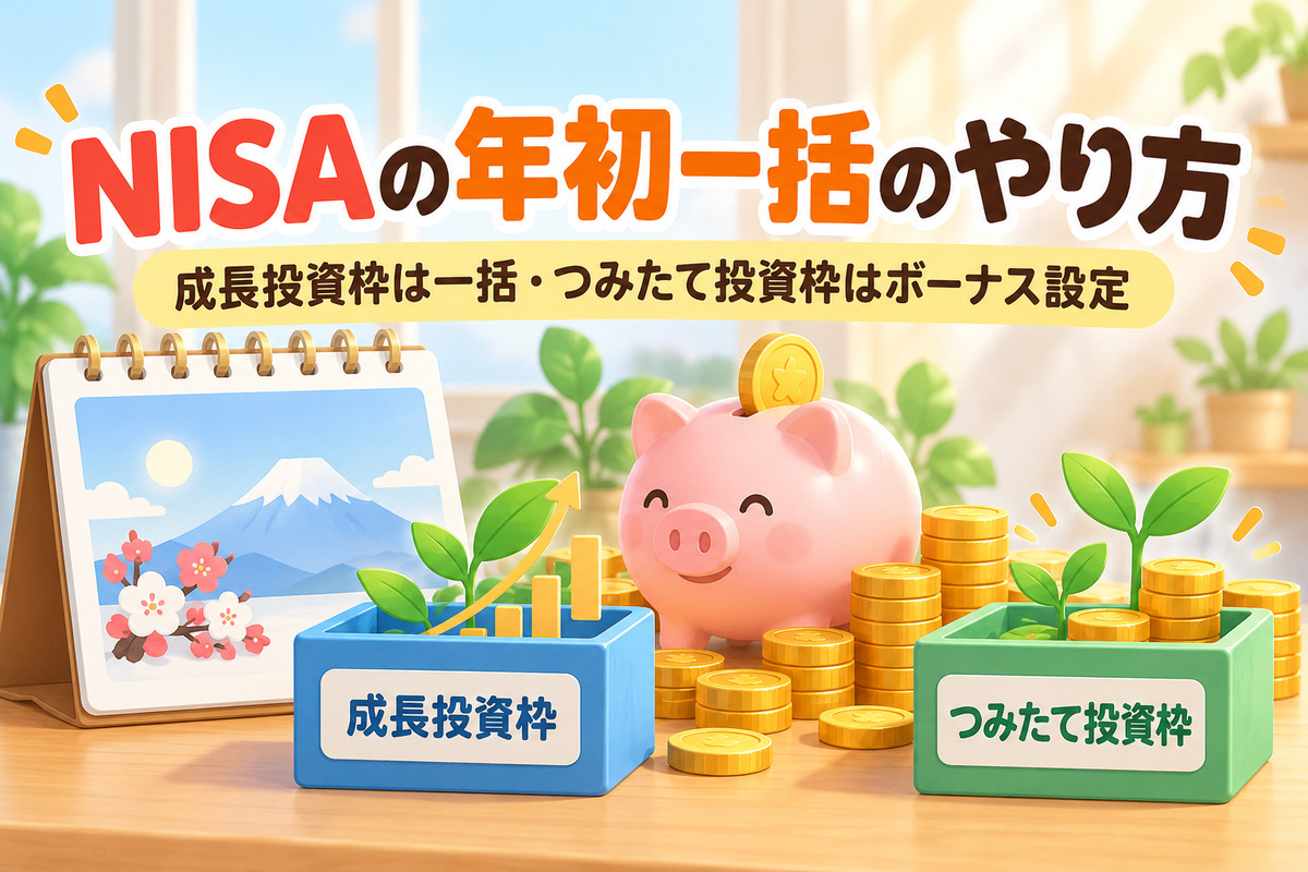 楽天証券のNISAで年初一括はできる?成長投資枠240万円の買い方・つみたて投資枠はボーナス設定・12月下旬から注文できる