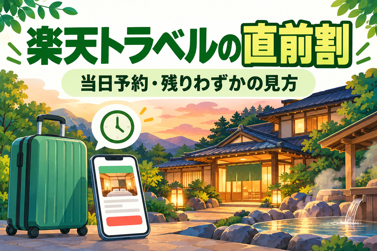 楽天トラベルの直前割・直前予約はお得？当日は何時まで予約できる・「残り1室」の見方