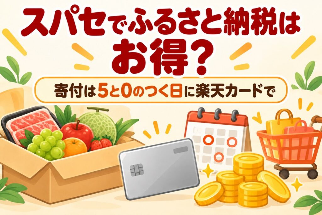 楽天スーパーセールでふるさと納税はお得？スパセのポイントは付かない｜寄付は5と0のつく日に楽天カードで
